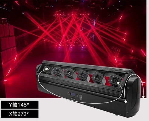 6 চোখ মুভিং হেড LED স্টেজ আলোর বার সুইং ঘোরানো RGB